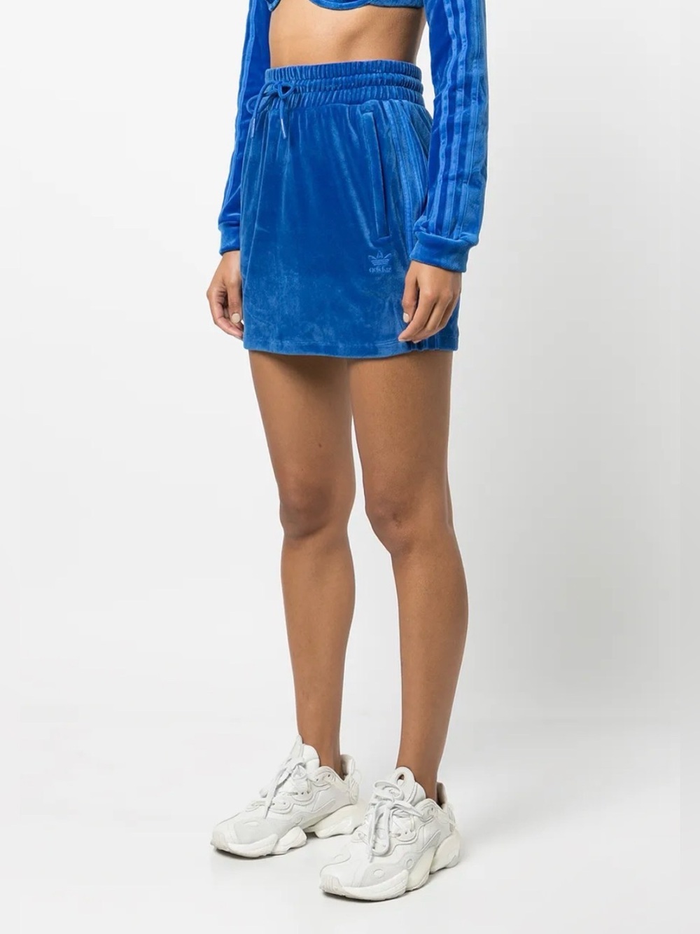 Jeremy Scott x Adidas Originals JS Skirt W Velour Blue H53362 Size Small NWT